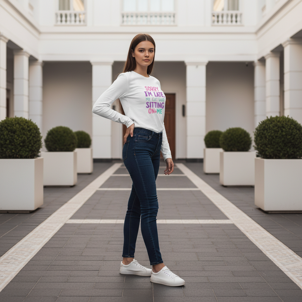 Sorry I’m Late My Cat Was Sitting On Me Long Sleeve Tee