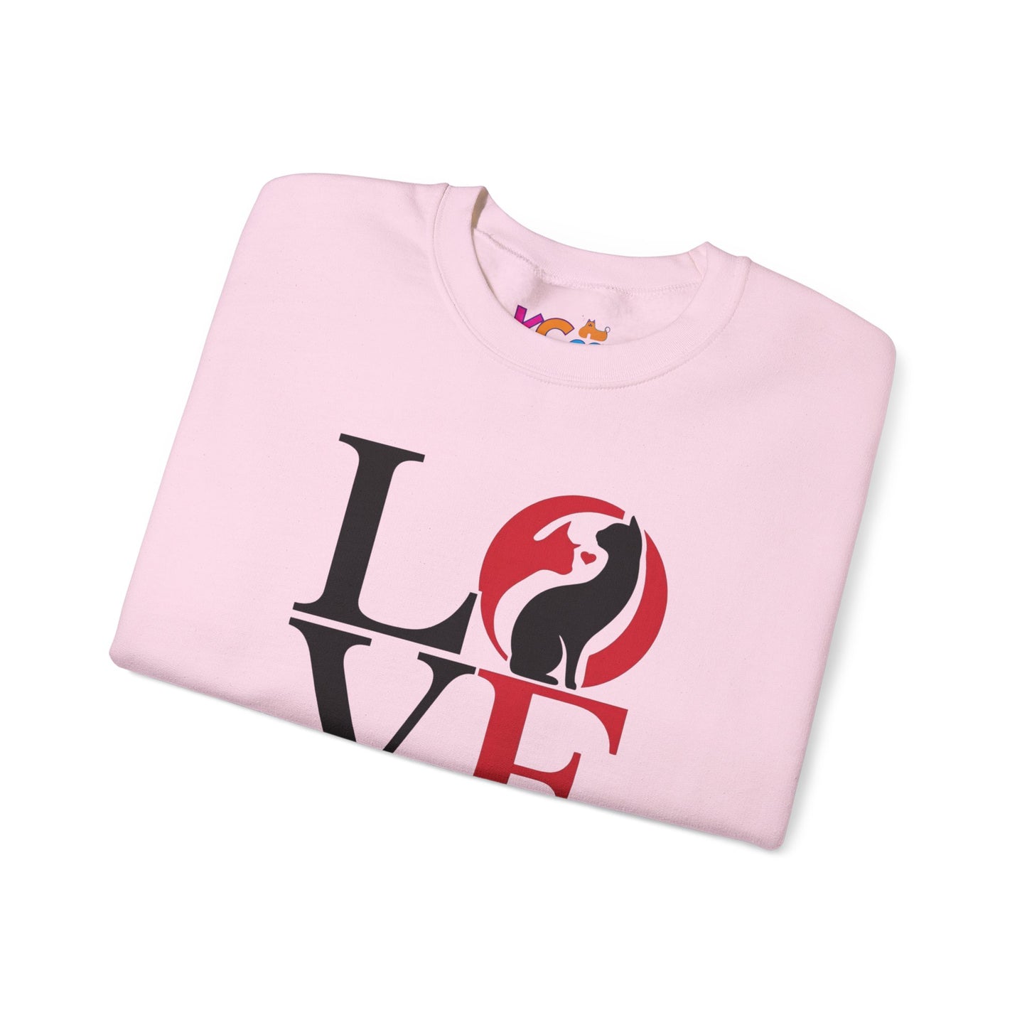 Love Cat Valentines Crewneck Sweatshirt | Cat Silhouette LOVE Design