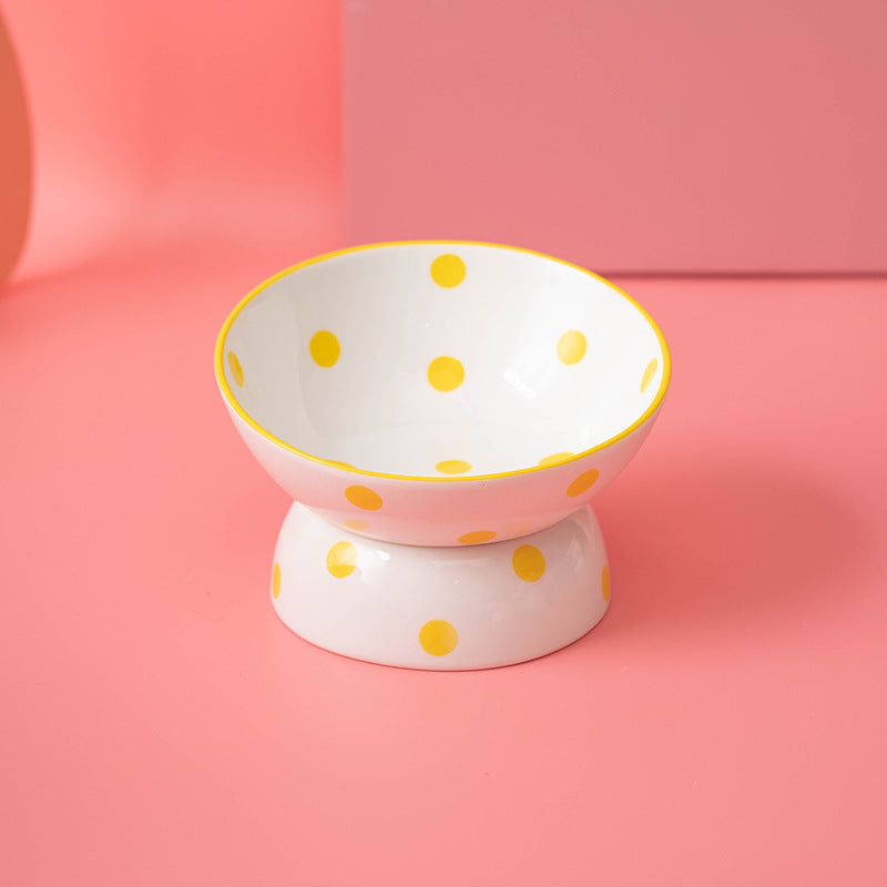 Ceramic Dot Cat Bowl