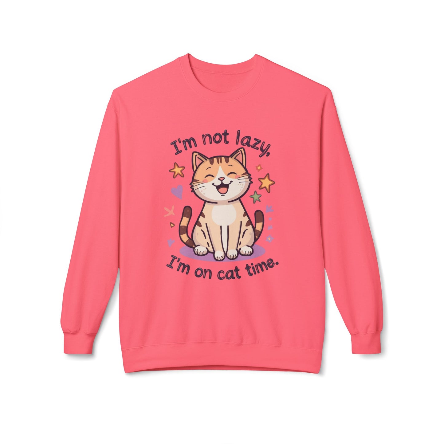 I'm Not Lazy I'm On Cat Time sweatshirt | Cute Cartoon Cat Graphic