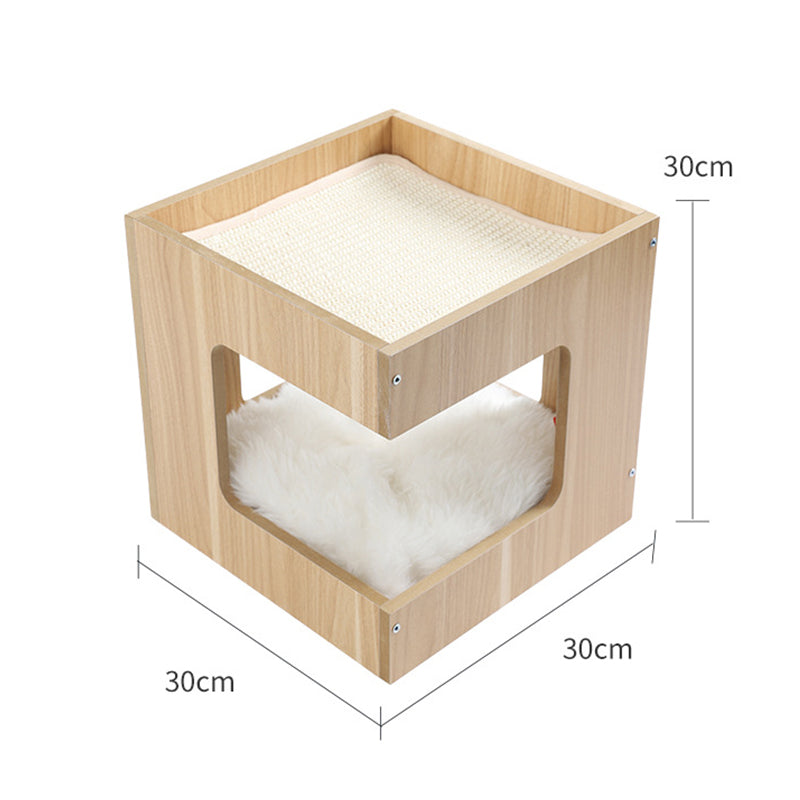 Modern Solid Wood Double Layer Cat Bed