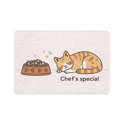 Sleeping Cat 'Chef's Special' Pet Food Mat | Cat Feeding Placemat