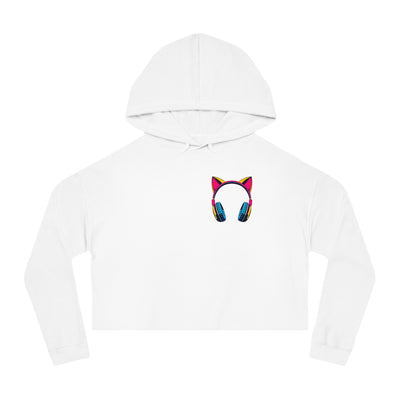 Cat Ear Headphone Girl Cropped Hooded Sweatshirt | Cat Face Back
