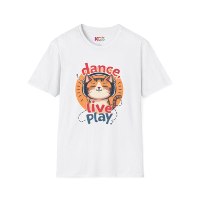 Dance Live Play Cat T-Shirt | Cute Retro Cat Illustration