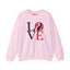 Love Cat Valentines Crewneck Sweatshirt | Cat Silhouette LOVE Design