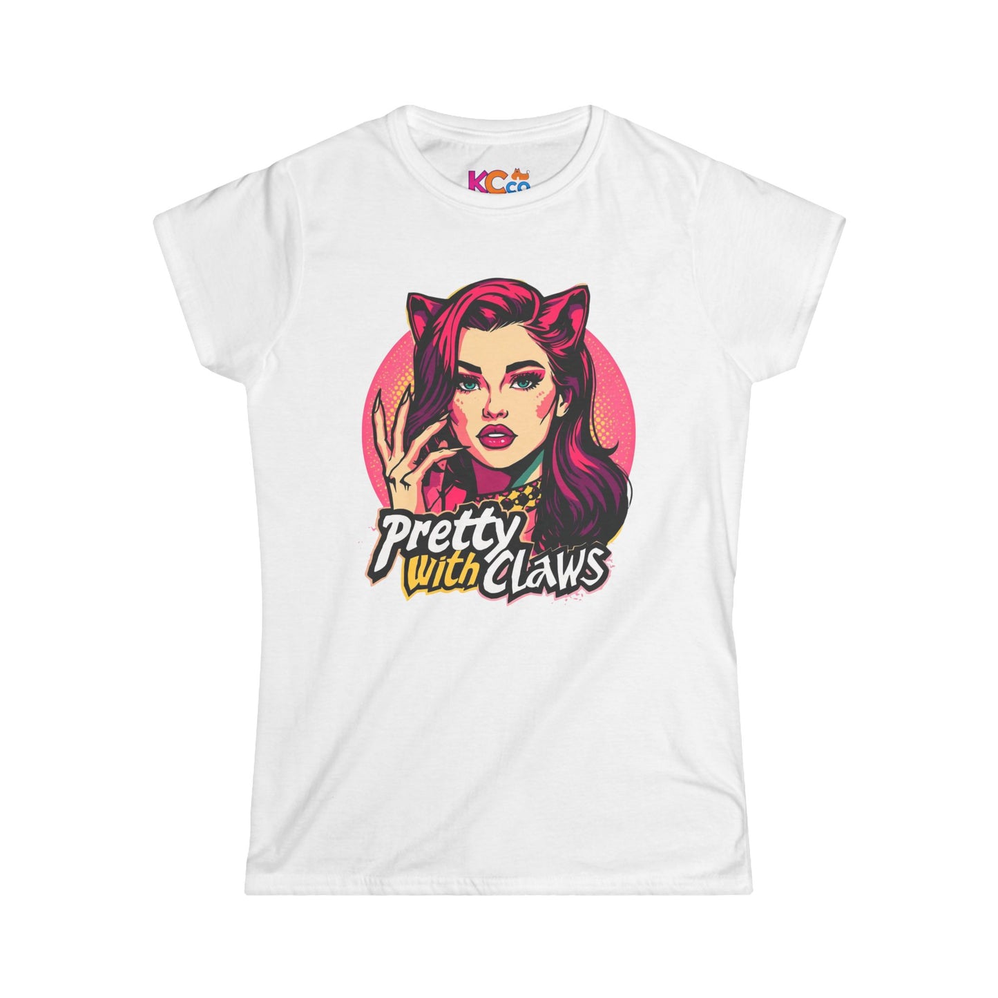 Pretty With Claws tee | Cat Ear Woman Illustration, Retro Pinup Shirt