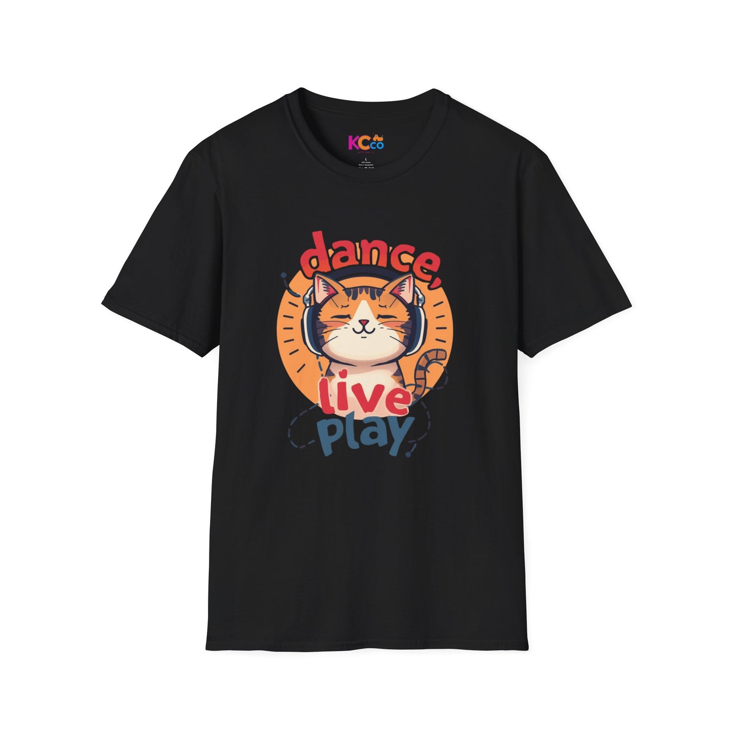 Dance Live Play Cat T-Shirt | Cute Retro Cat Illustration