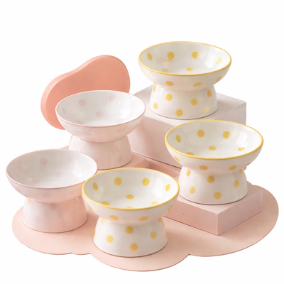 Ceramic Dot Cat Bowl