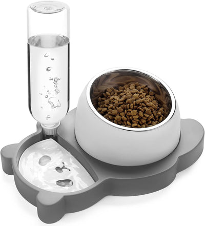 Elevated Cat Bowls -  Food And Water Bowl, Stainless Steel With Automatic Water Dispenser