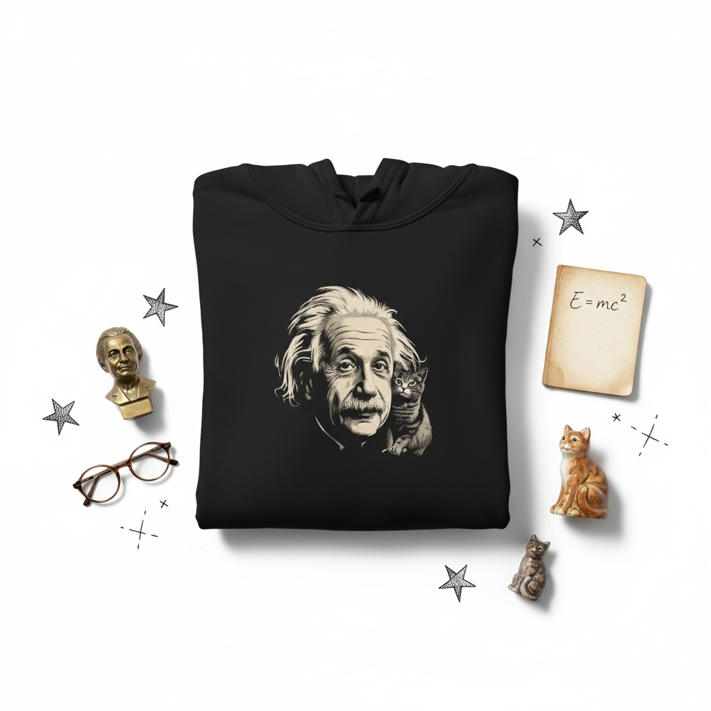 Paws and Think Einstein Cat Hoodie | Womens Graphic Hoodie
