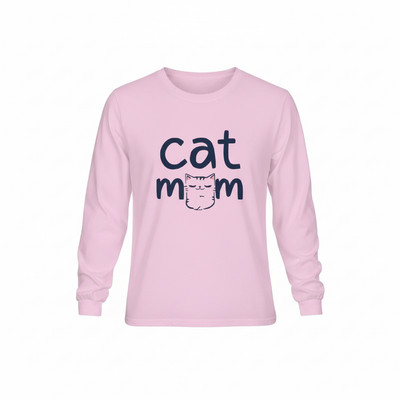 Cat Mom long sleeve | Cute cat illustration, navy text