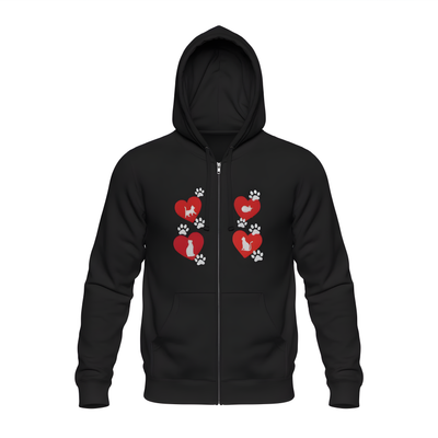 I Love Cats heart cat designs Hoodie | Zip Up Cat Lover Sweatshirt