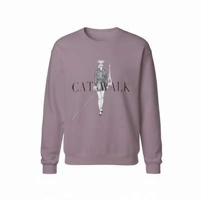 Catwalk Paris Stylish Sweatshirt | Fashion Sketch Cat Model
