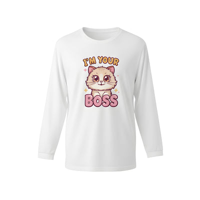 Cute Cat Face "I'm Your Boss" Long Sleeve Shirt | Kawaii Cat Graphic