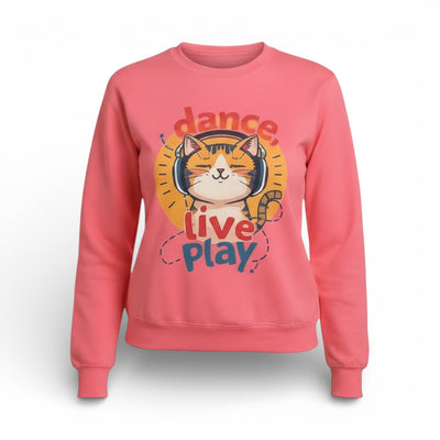 Dance Live Play Cat sweatshirt | Cute Calico Cat Graphic Crewneck