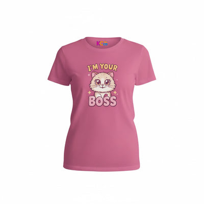 Im Your Boss Cat tee | Cute Kitten Illustration, Pink Retro Text
