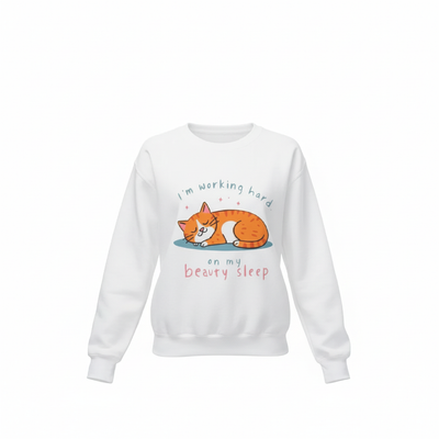 Sleeping Orange Cat sweatshirt | Im working hard on my beauty sleep crewneck