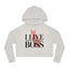 I Live With My Boss Cat Cropped Hoodie | Cat Mom Sweatshirt
