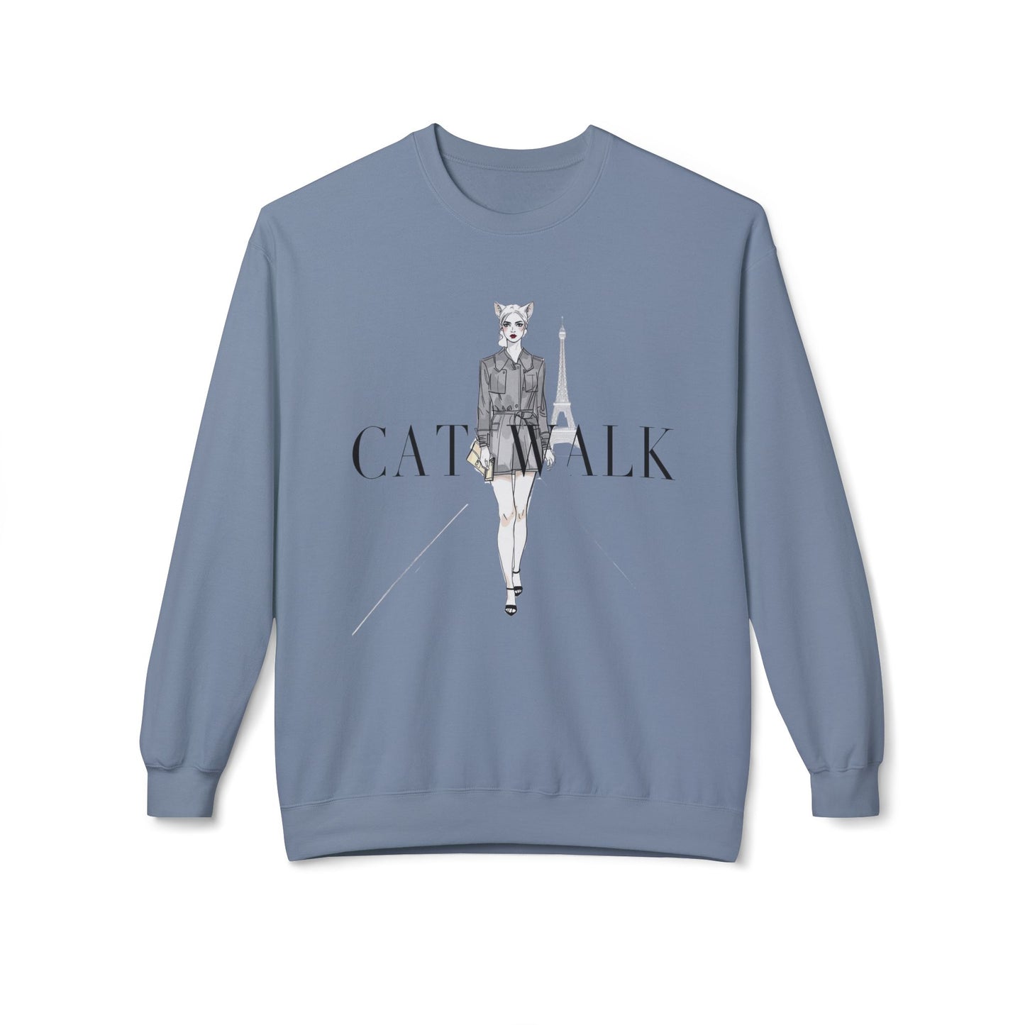 Catwalk Paris Stylish Sweatshirt | Fashion Sketch Cat Model