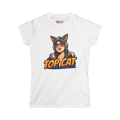 Top Cat Pilot Woman T-Shirt | Retro Cat Aviator Graphic Tee