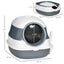 The Paw Dome - Covered Cat Litter Box With Lid, White And Gray