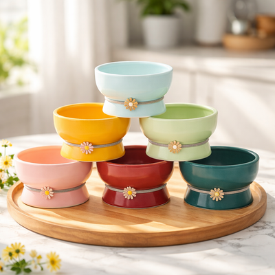 Ceramic Elevated Cat Bowl - Neck Protector