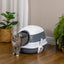 The Paw Dome - Covered Cat Litter Box With Lid, White And Gray