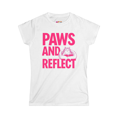 Paws and Reflect cat meditation Tee | Funny Cat Quote T-Shirt