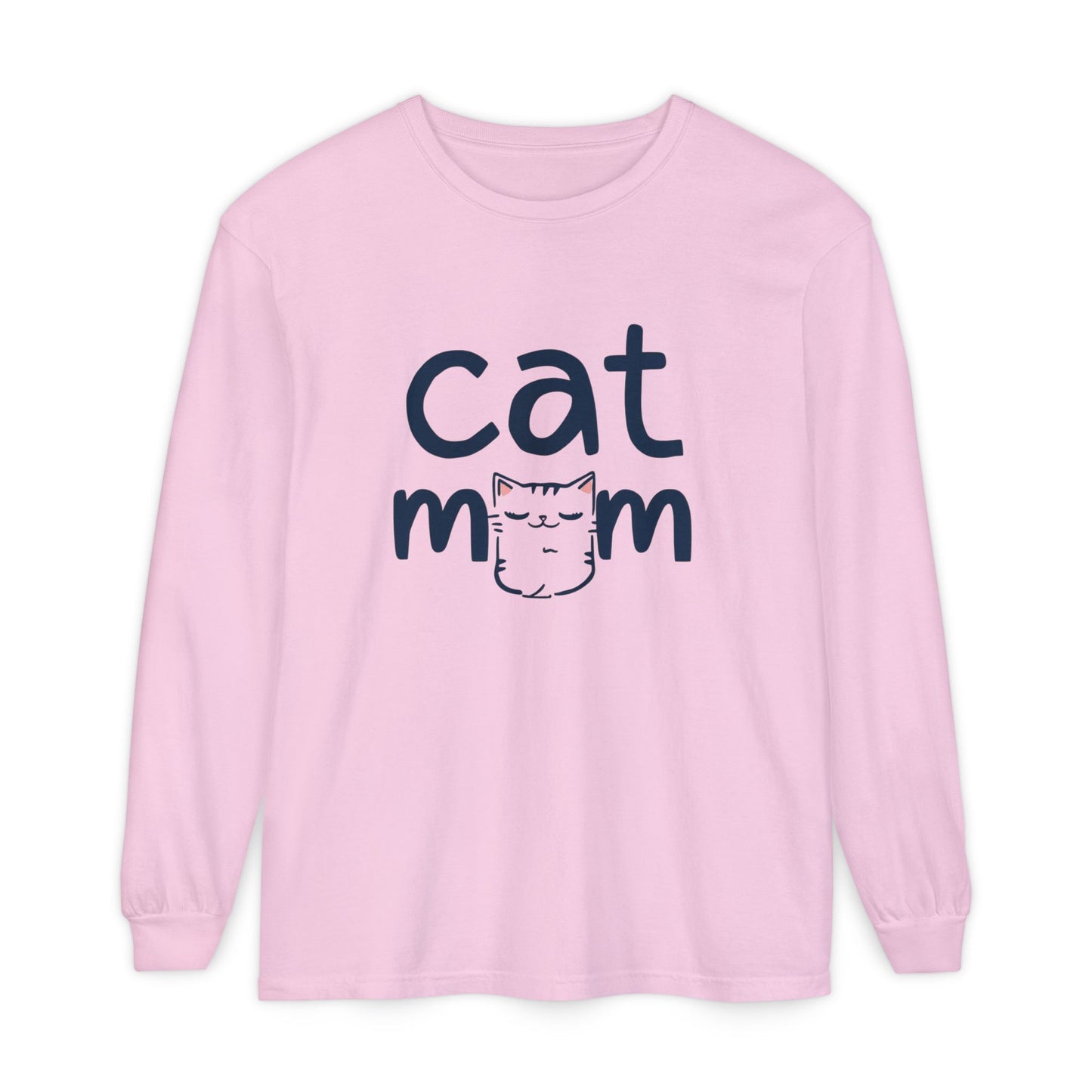 Cat Mom long sleeve | Cute cat illustration, navy text