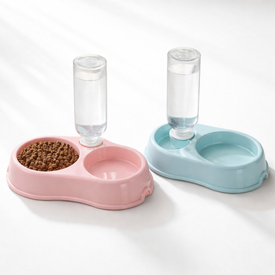 Thin Macron Ribbon Drinking Bottle Round Plastic Pet Double Bowl