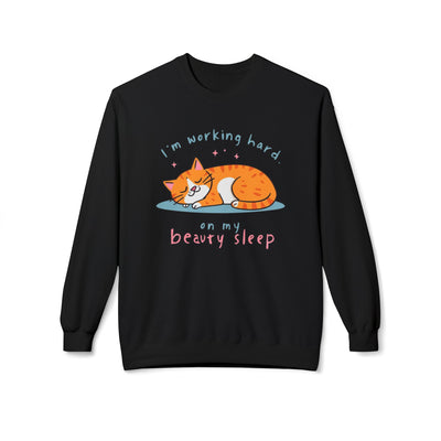 Sleeping Orange Cat sweatshirt | Im working hard on my beauty sleep crewneck