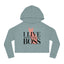 I Live With My Boss Cat Cropped Hoodie | Cat Mom Sweatshirt