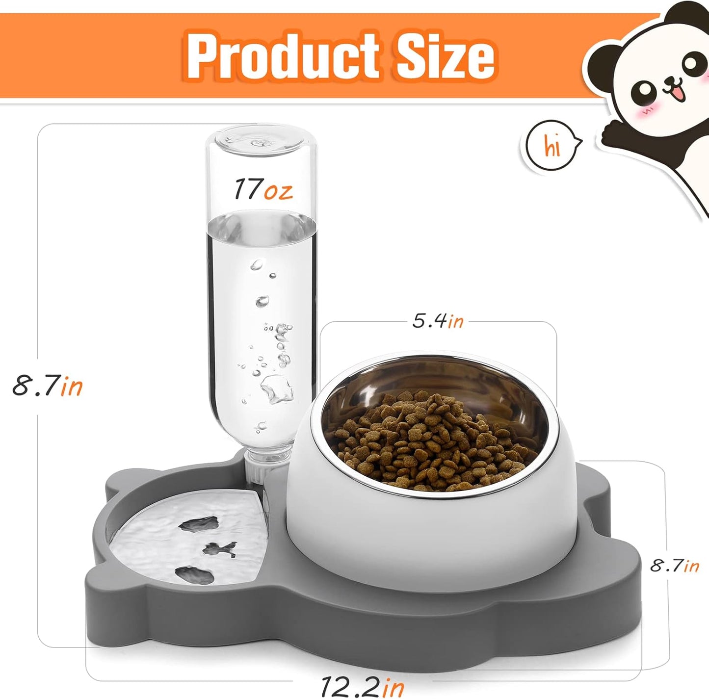 Elevated Cat Bowls -  Food And Water Bowl, Stainless Steel With Automatic Water Dispenser