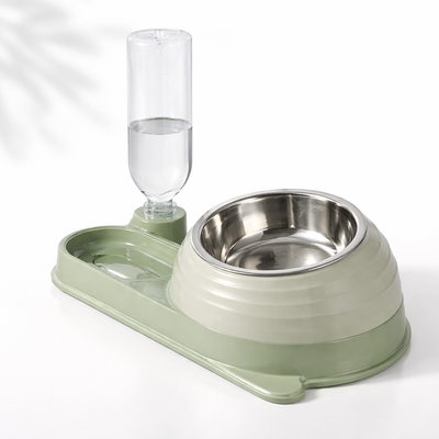 Elevated Cat Food and Water Bowl With Water Dispenser