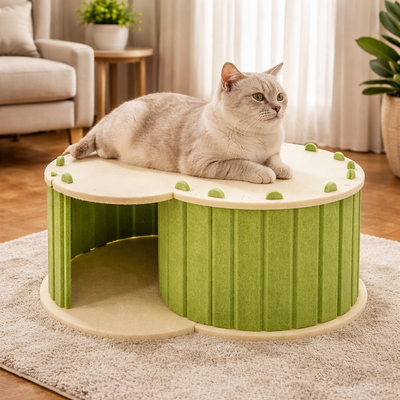 Foldable Semi-closed Felt Cat Scratch Board Nest