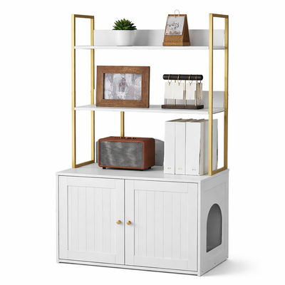 The AristoCat Litter Box - Enclosure Furniture, 2-Tier Storage Shelves, Waterproof