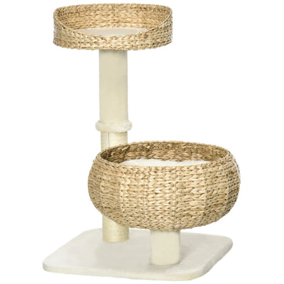 Elevated Cat Bed With Sisal Scratching Post For Indoor Kitties, Modern Cat Tree With Cute Basket Design, Small Cat Tree With Ball Toy