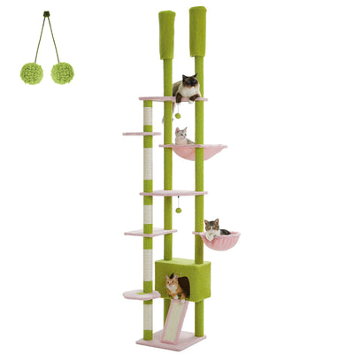 The Nature Palace Condo - Floor to Ceiling Cat Tower With Adjustable Height With a Cozy Hammock and Scratching Post