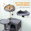 PawHut 140cm Large Cat Tree Tower With Sisal Scratching Posts, Cat Houses, Plush Perches, Hammock, Ladder, Dark Grey
